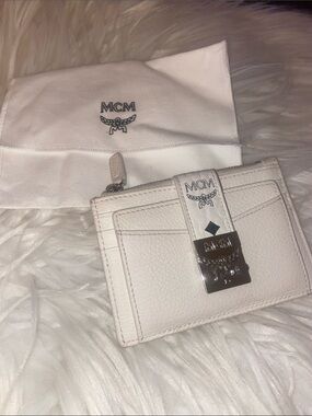 MCM White Leather Card Case like new with box & dust bag
